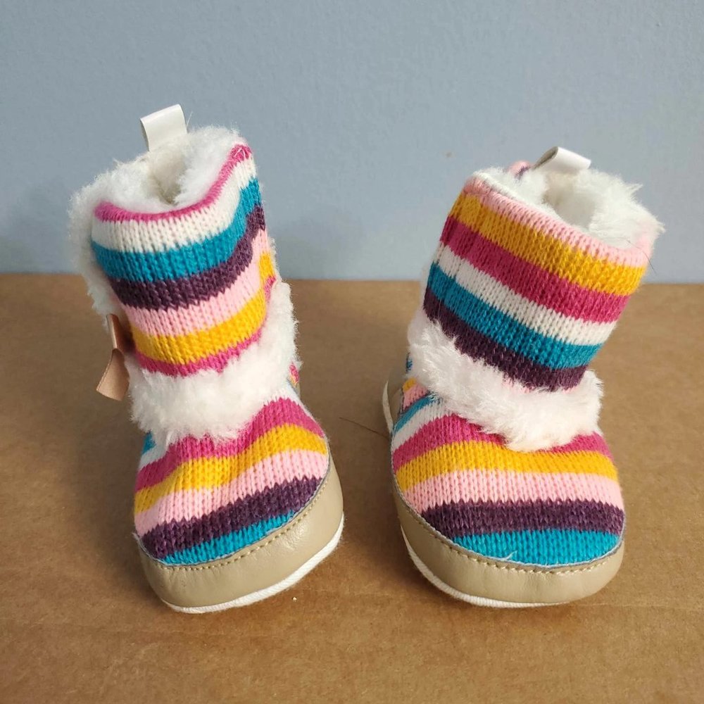 3/$15 Baby Girls Rainbow Knit Snow Boots